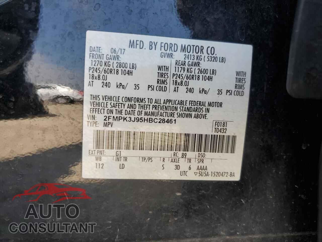 FORD EDGE 2017 - 2FMPK3J95HBC28461