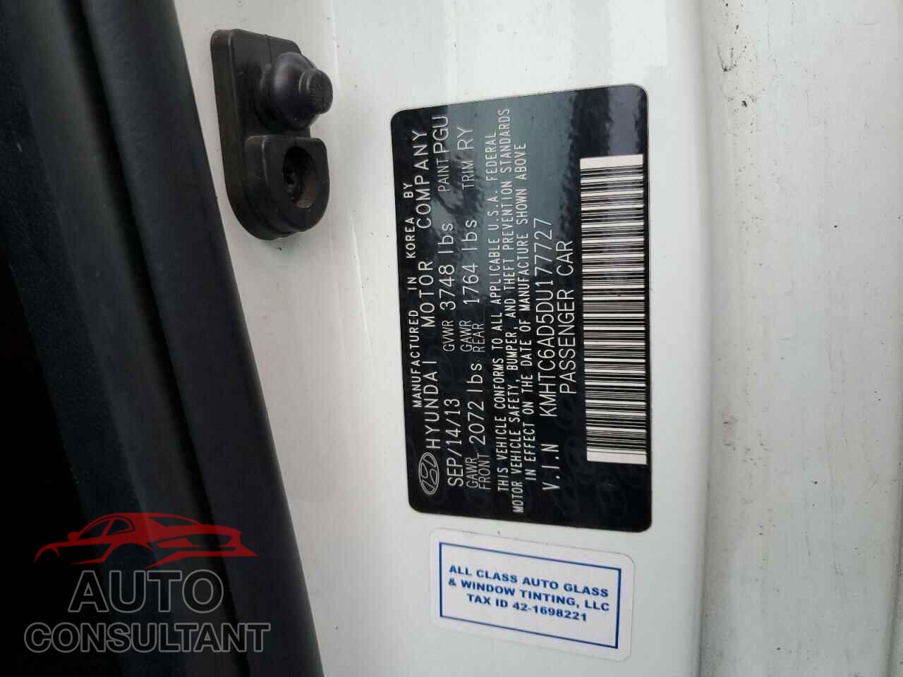 HYUNDAI VELOSTER 2013 - KMHTC6AD5DU177727