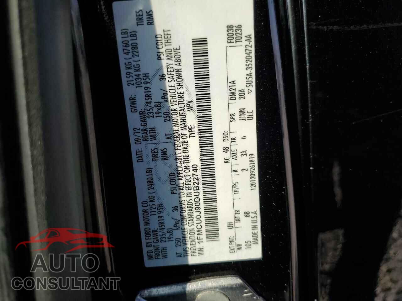 FORD ESCAPE 2013 - 1FMCU0J90DUB22740