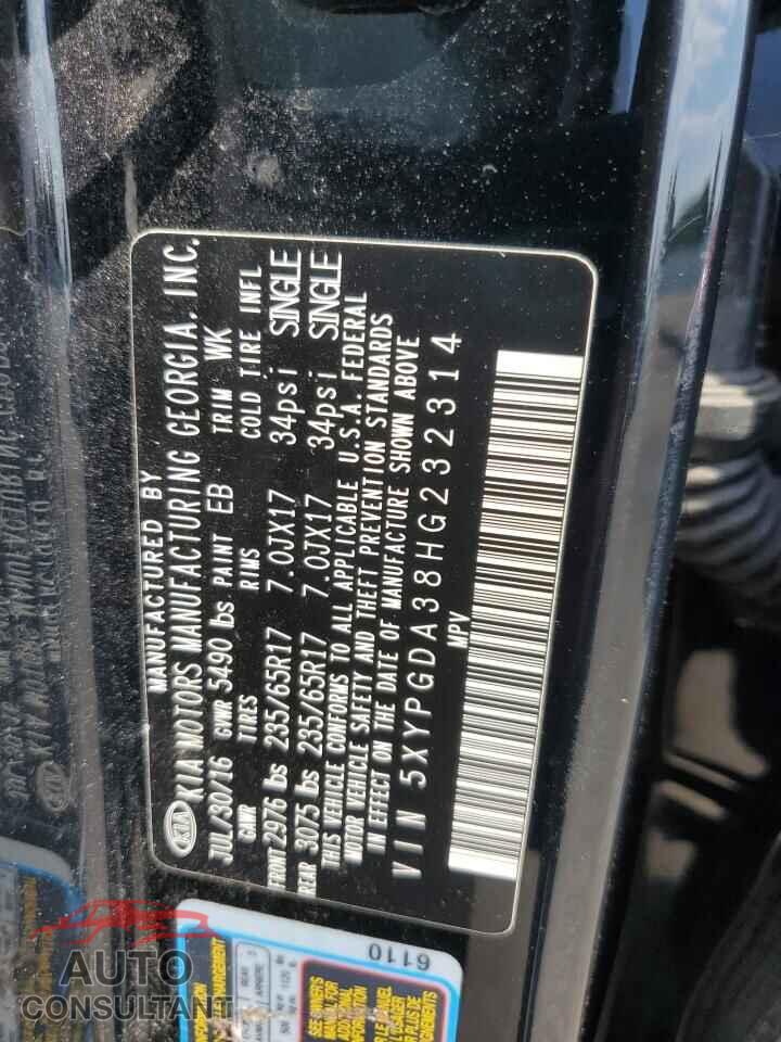 KIA SORENTO 2017 - 5XYPGDA38HG232314