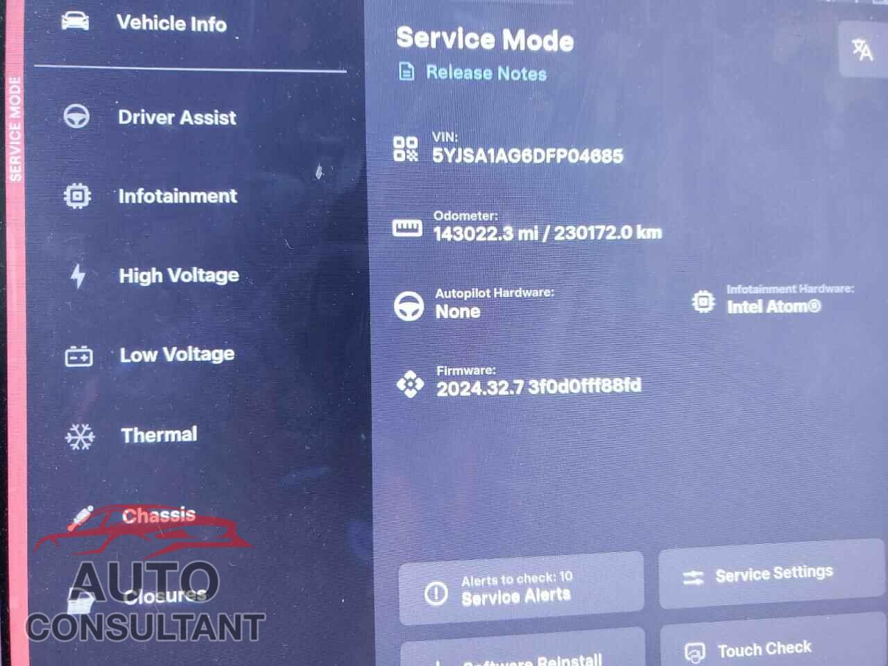 TESLA MODEL S 2013 - 5YJSA1AG6DFP04685