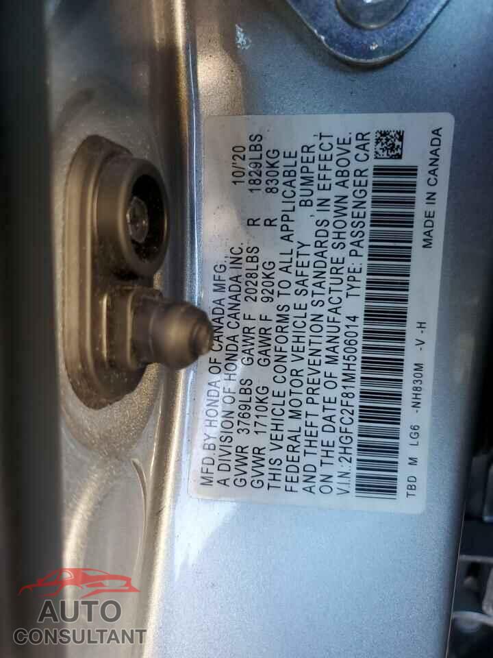 HONDA CIVIC 2021 - 2HGFC2F81MH506014