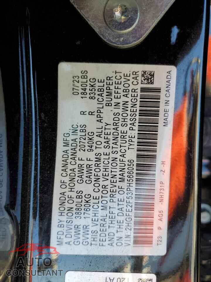 HONDA CIVIC 2023 - 2HGFE2F53PH566056