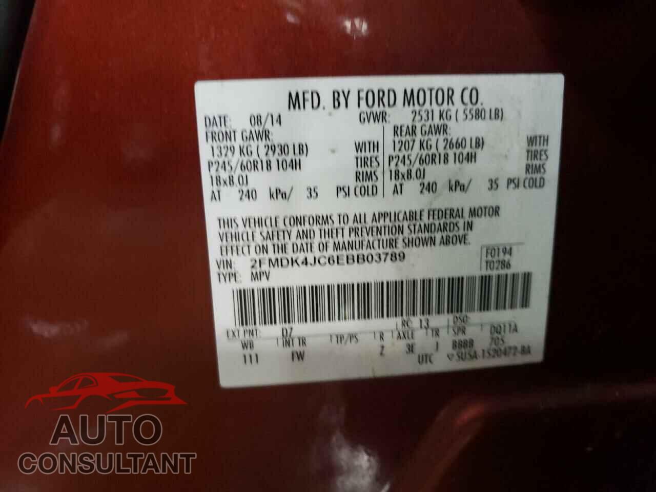 FORD EDGE 2014 - 2FMDK4JC6EBB03789