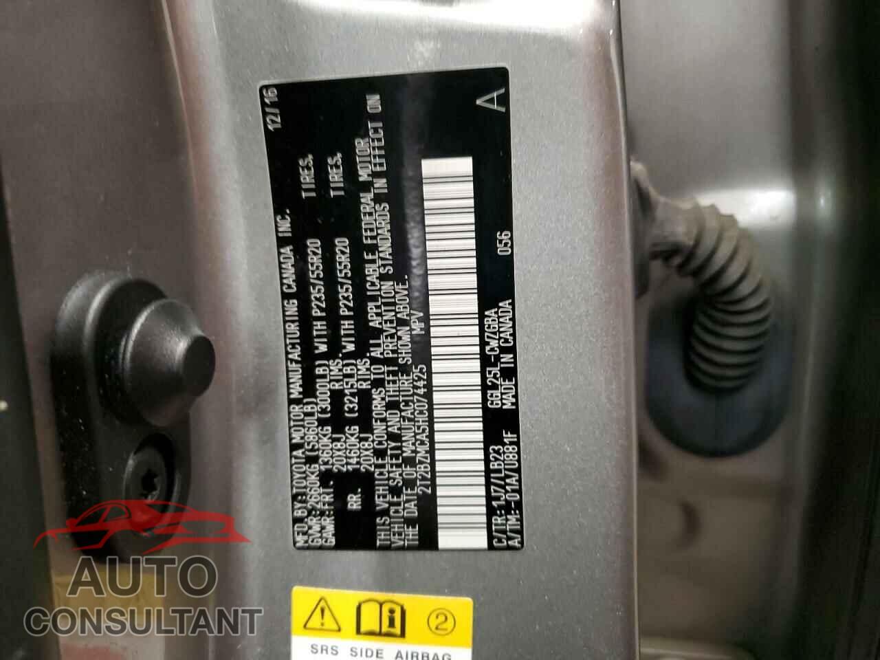 LEXUS RX350 2017 - 2T2BZMCA5HC074425