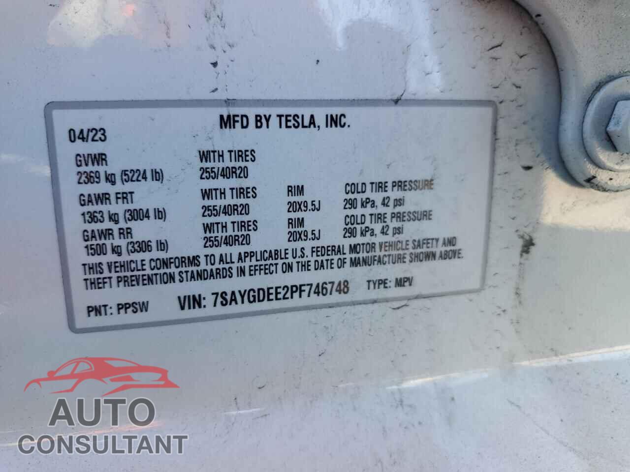 TESLA MODEL Y 2023 - 7SAYGDEE2PF746748