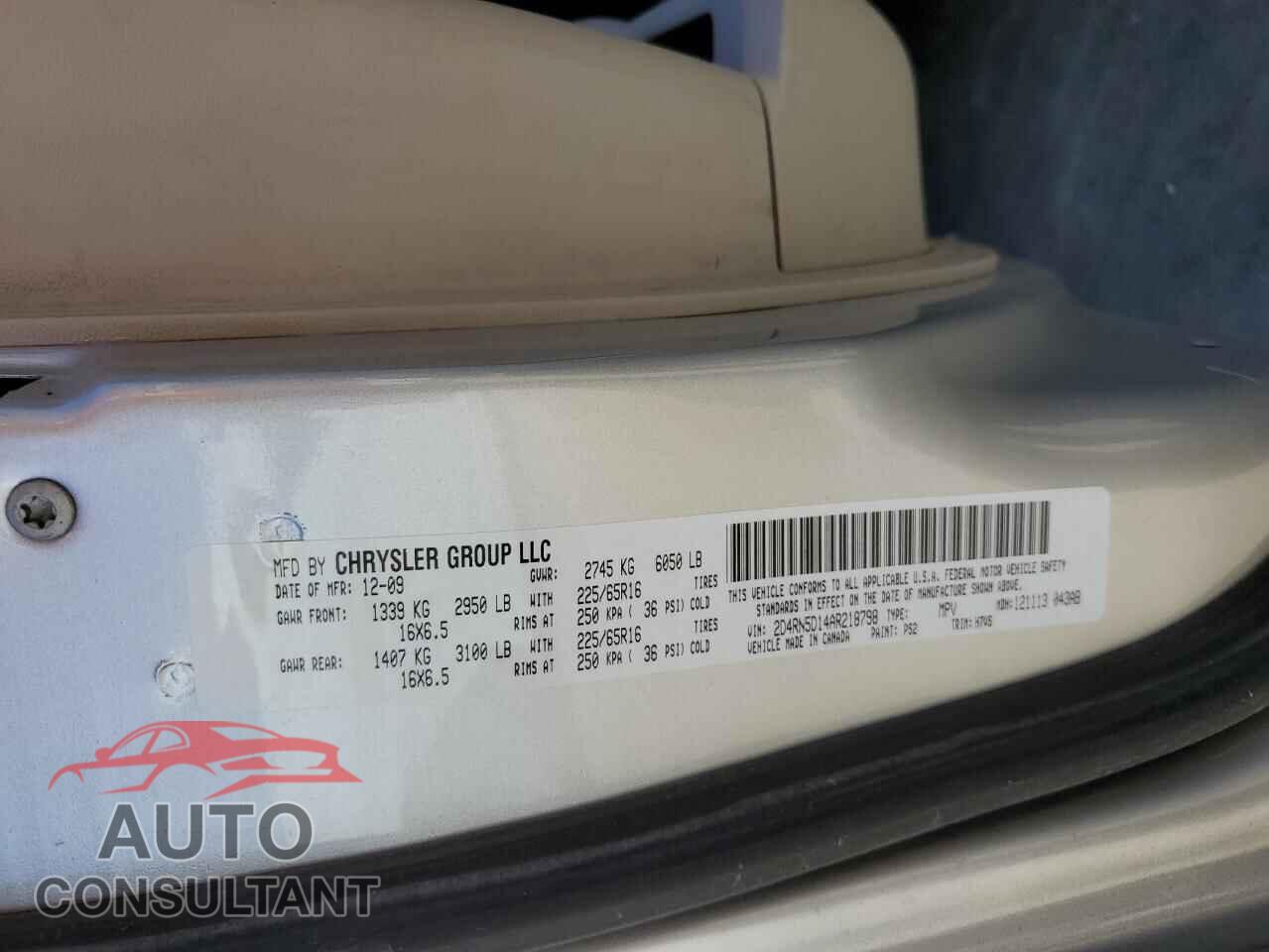 DODGE CARAVAN 2010 - 2D4RN5D14AR218798