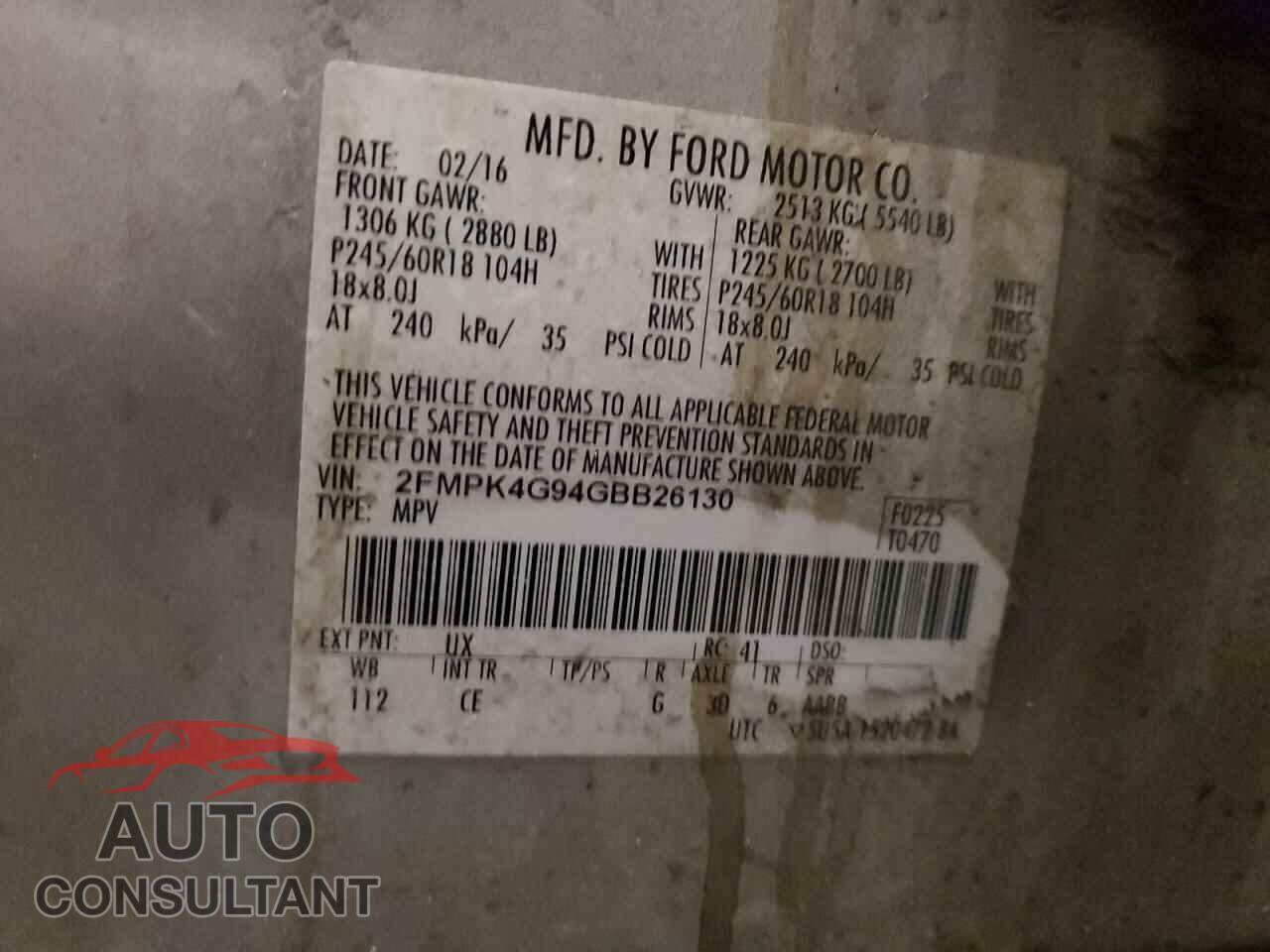 FORD EDGE 2016 - 2FMPK4G94GBB26130