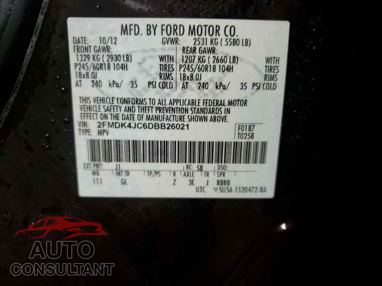 FORD EDGE 2013 - 2FMDK4JC6DBB26021