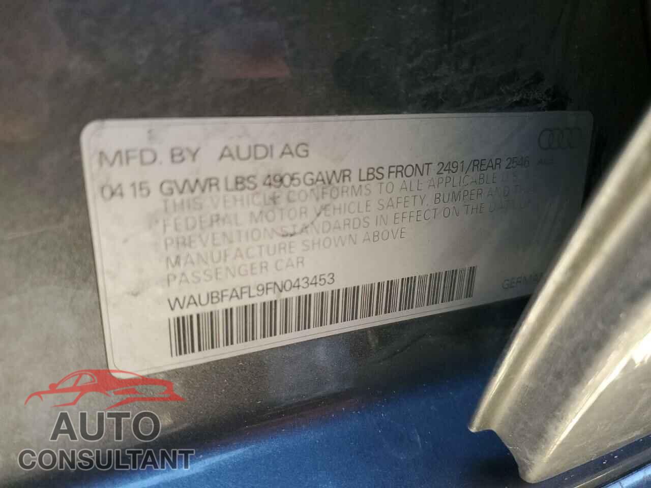 AUDI A4 2015 - WAUBFAFL9FN043453