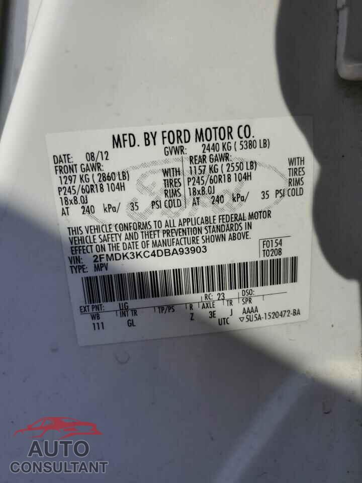 FORD EDGE 2013 - 2FMDK3KC4DBA93903