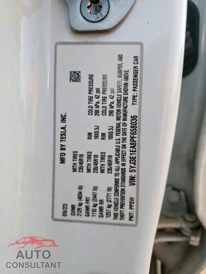 TESLA MODEL 3 2023 - 5YJ3E1EA8PF658036