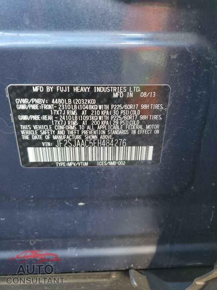 SUBARU FORESTER 2014 - JF2SJAAC5EH484276