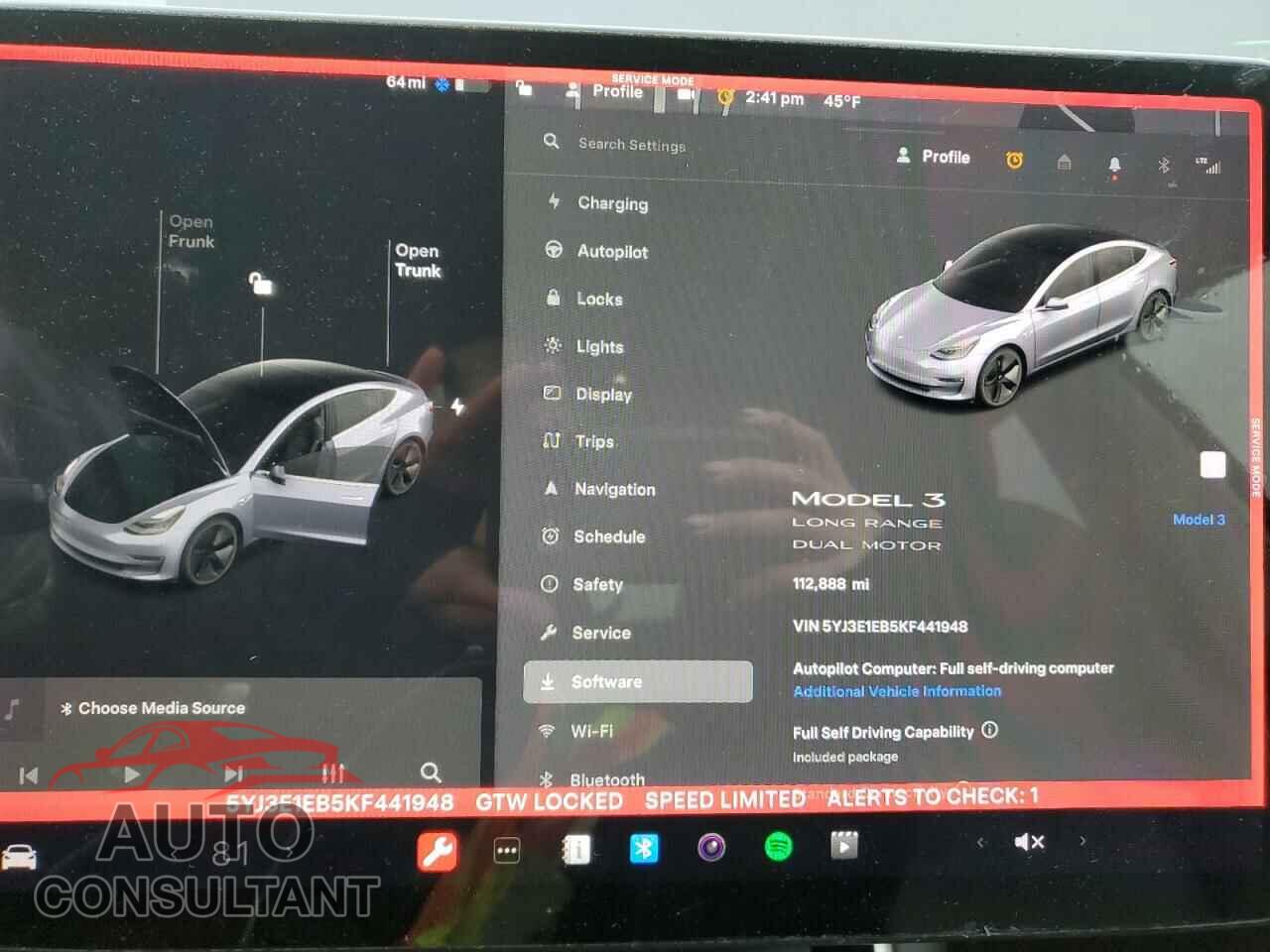 TESLA MODEL 3 2019 - 5YJ3E1EB5KF441948