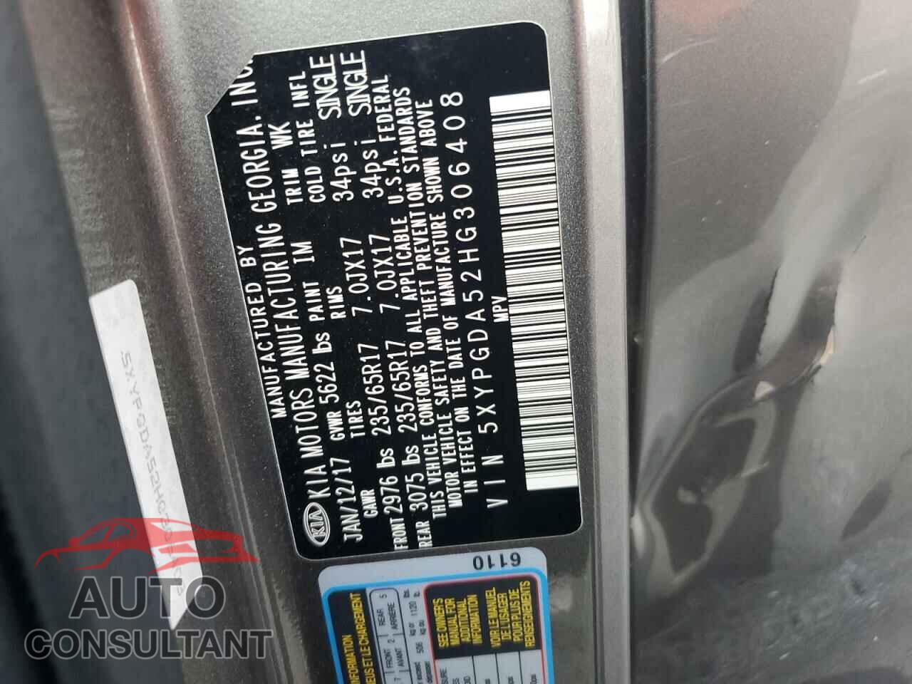 KIA SORENTO 2017 - 5XYPGDA52HG306408