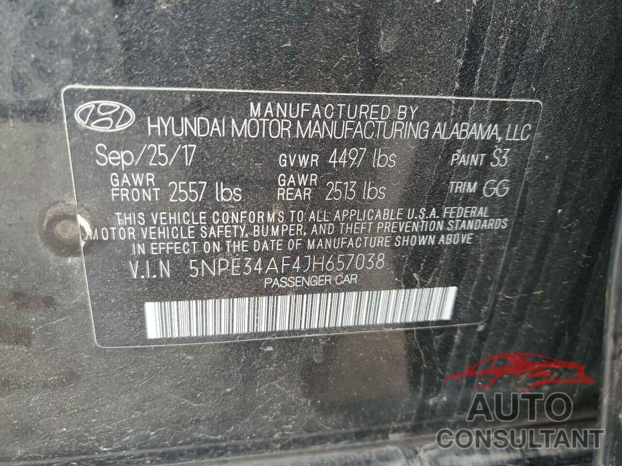 HYUNDAI SONATA 2018 - 5NPE34AF4JH657038