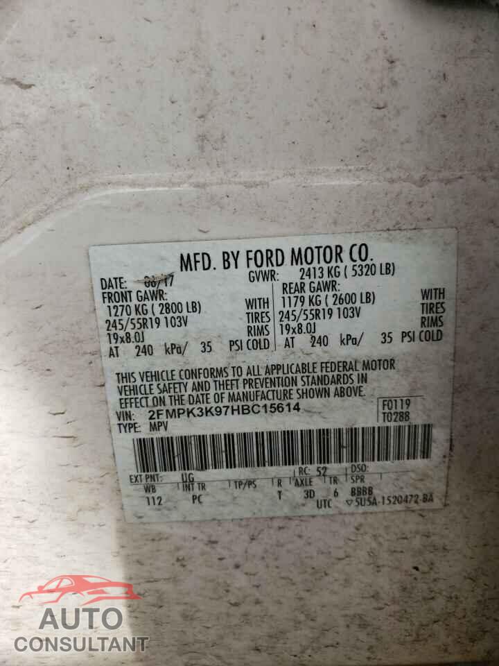 FORD EDGE 2017 - 2FMPK3K97HBC15614