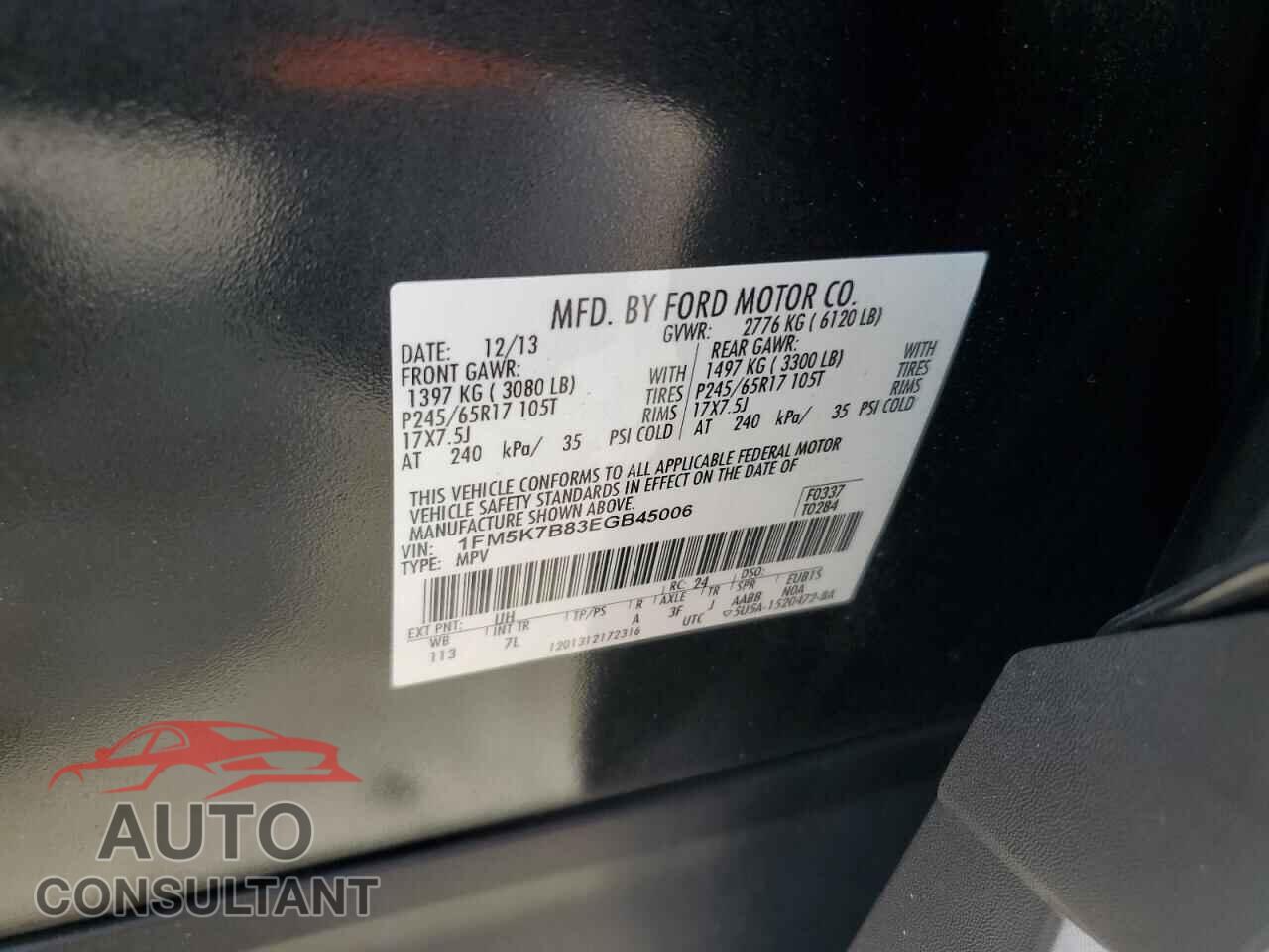 FORD EXPLORER 2014 - 1FM5K7B83EGB45006