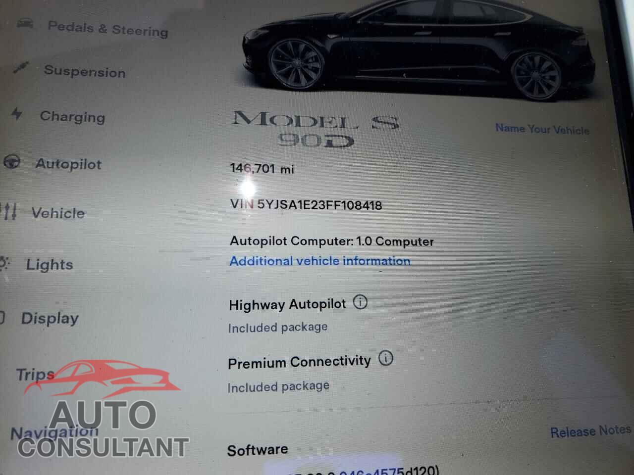 TESLA MODEL S 2015 - 5YJSA1E23FF108418