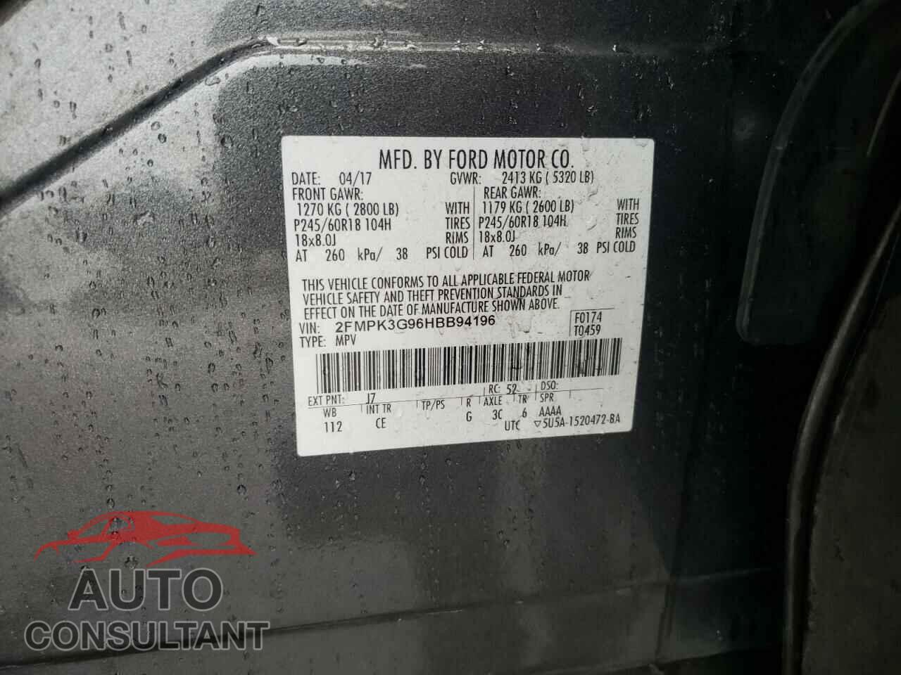 FORD EDGE 2017 - 2FMPK3G96HBB94196