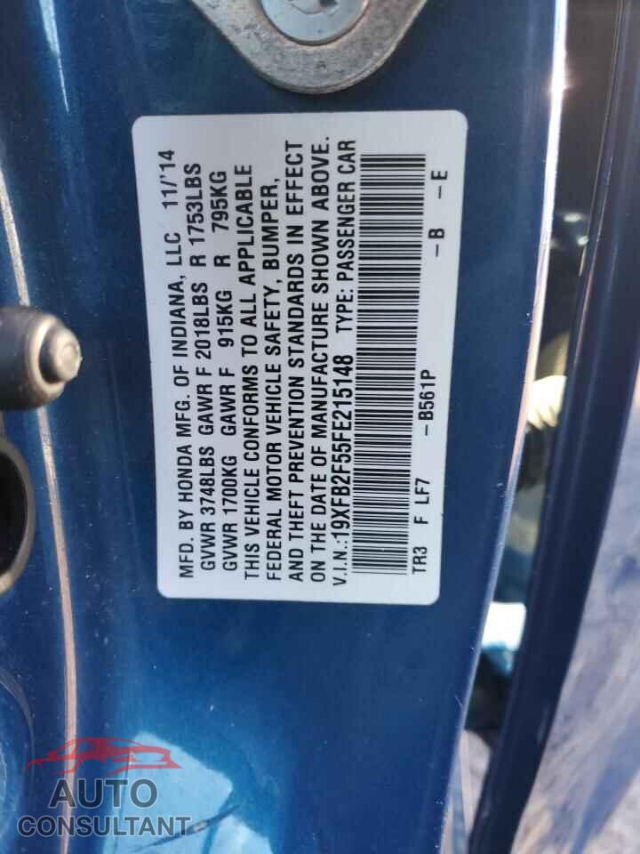 HONDA CIVIC 2015 - 19XFB2F55FE215148