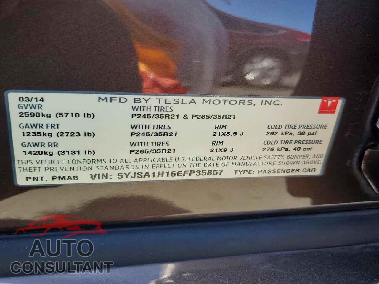 TESLA MODEL S 2014 - 5YJSA1H16EFP35857