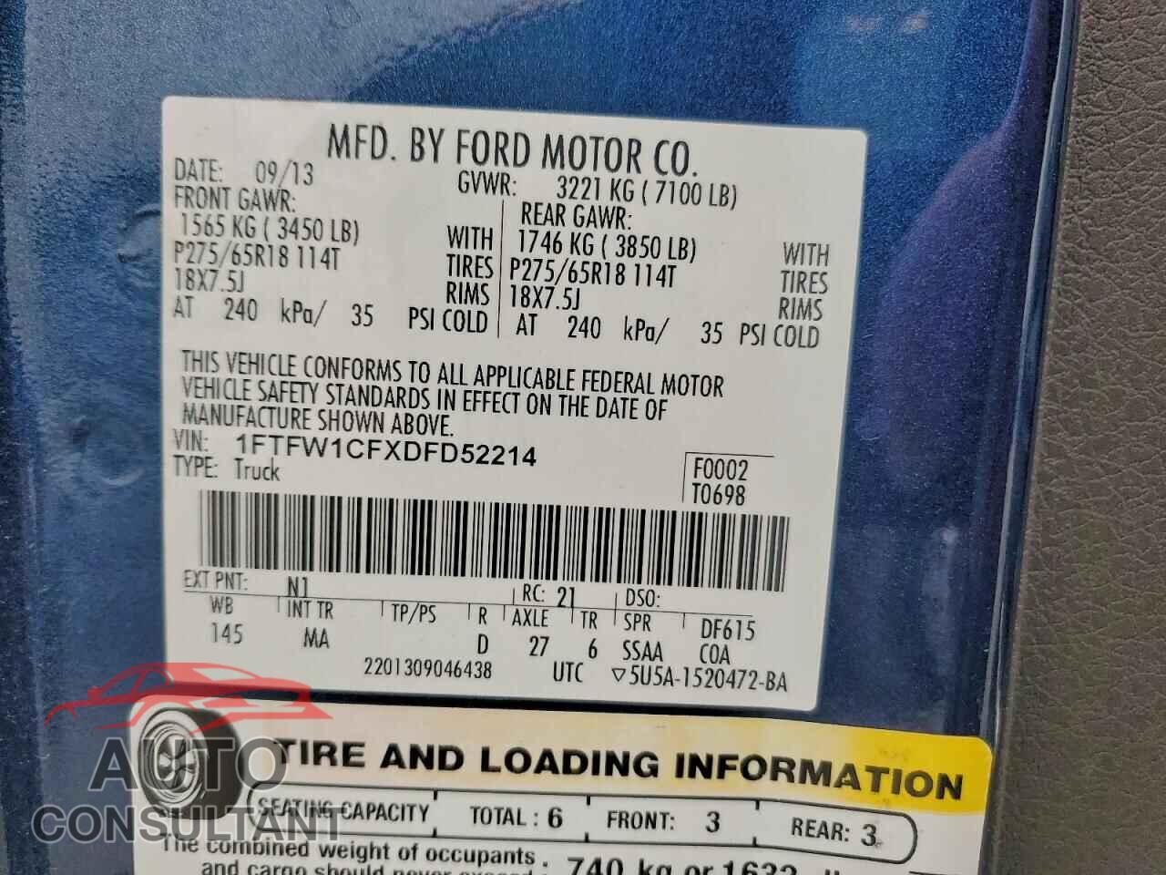 FORD F-150 2013 - 1FTFW1CFXDFD52214