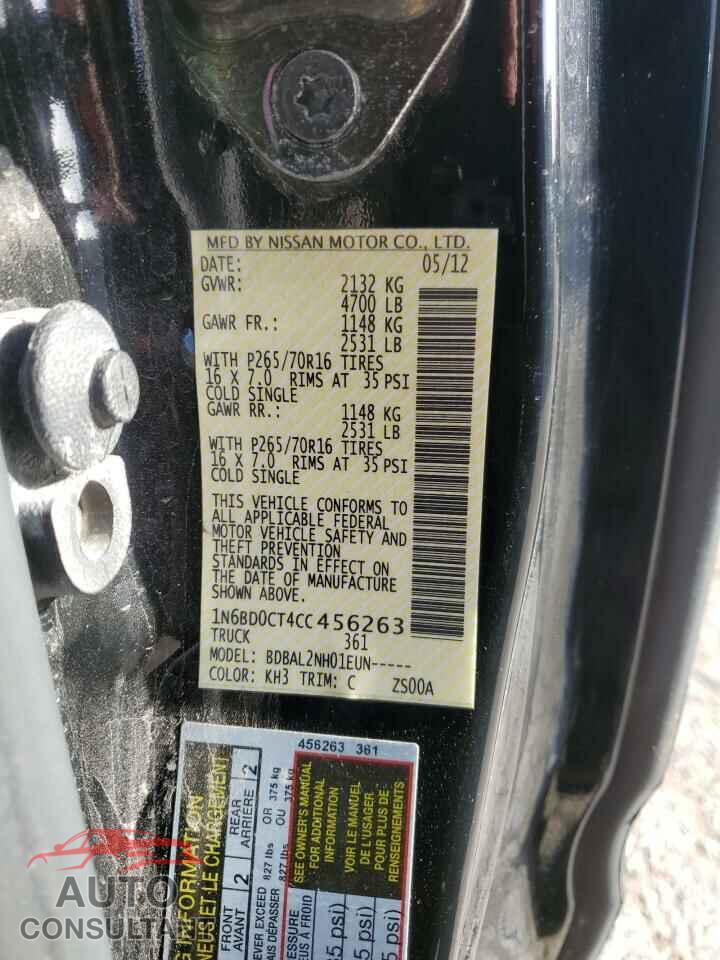 NISSAN FRONTIER 2012 - 1N6BD0CT4CC456263