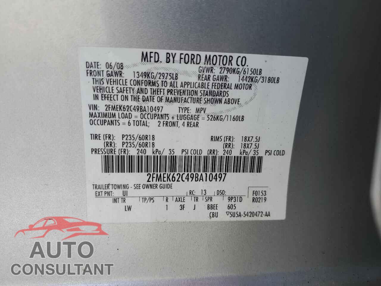 FORD FLEX 2009 - 2FMEK62C49BA10497