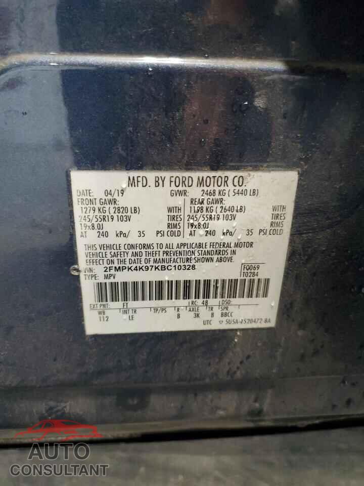 FORD EDGE 2019 - 2FMPK4K97KBC10328