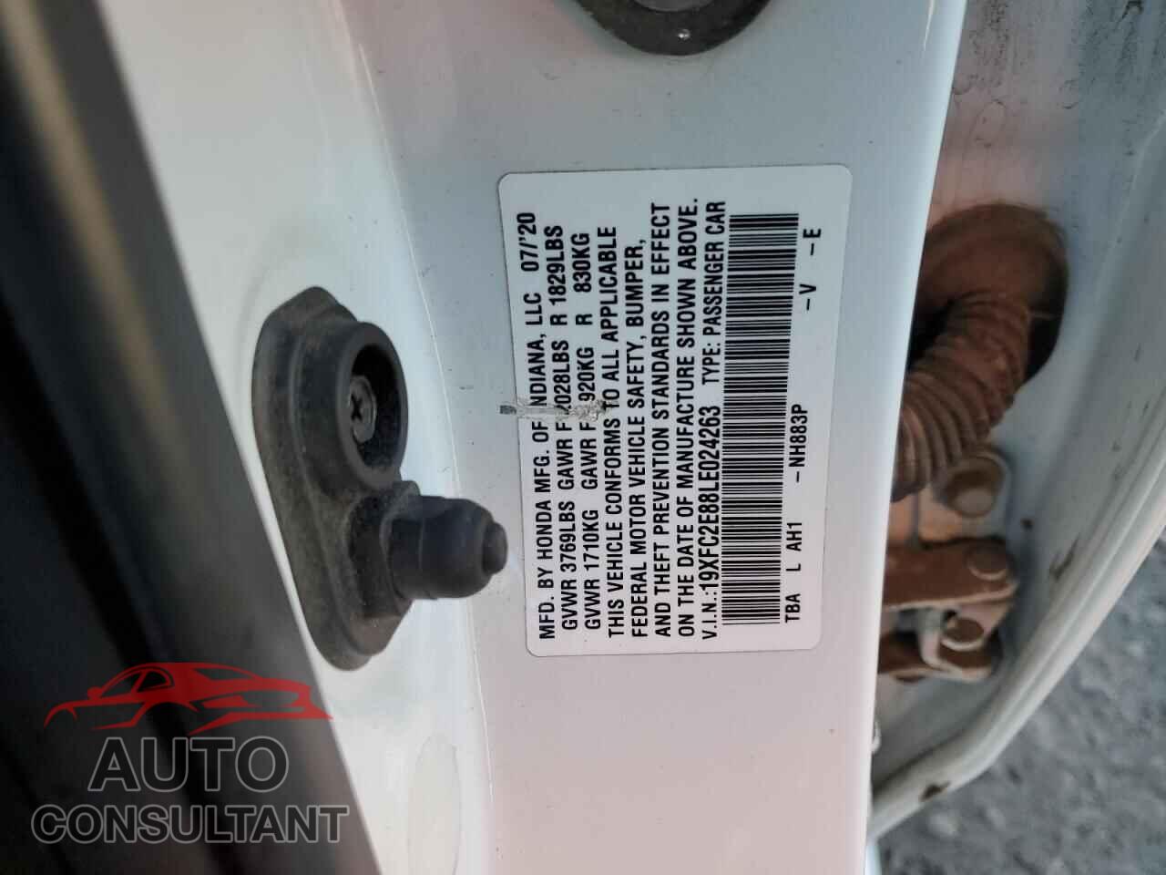 HONDA CIVIC 2020 - 19XFC2E88LE024263