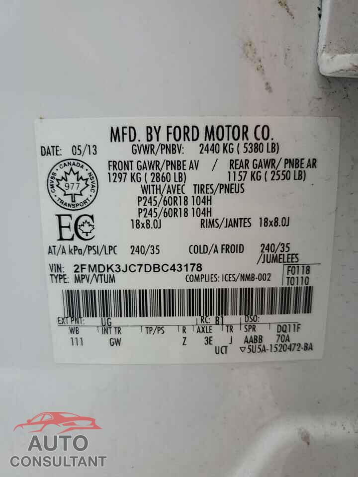 FORD EDGE 2013 - 2FMDK3JC7DBC43178