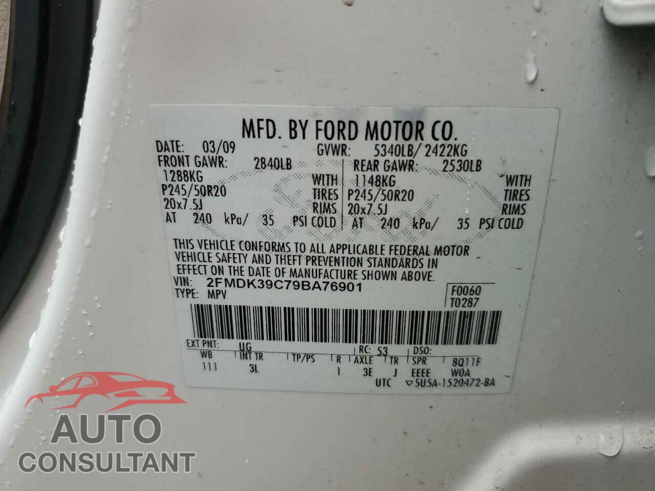 FORD EDGE 2009 - 2FMDK39C79BA76901