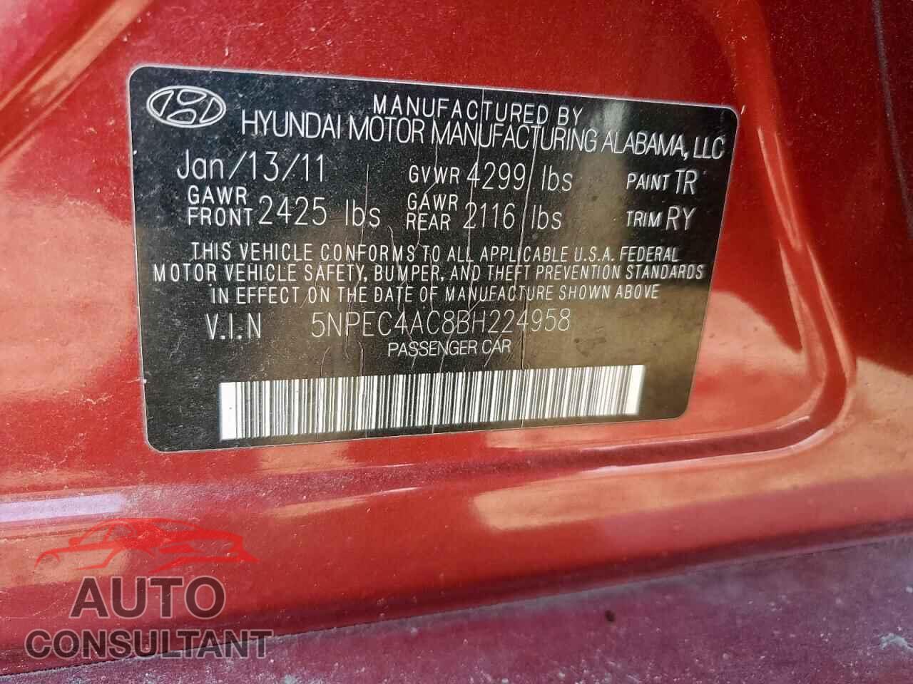HYUNDAI SONATA 2011 - 5NPEC4AC8BH224958