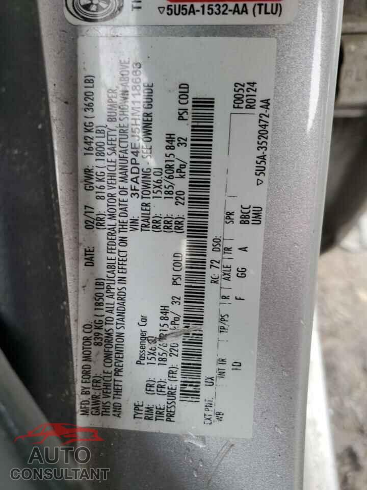 FORD FIESTA 2017 - 3FADP4EJ5HM118663