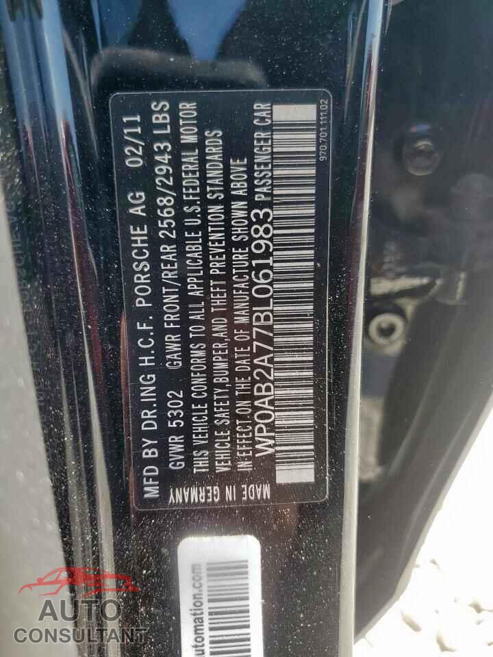PORSCHE PANAMERA 2011 - WP0AB2A77BL061983
