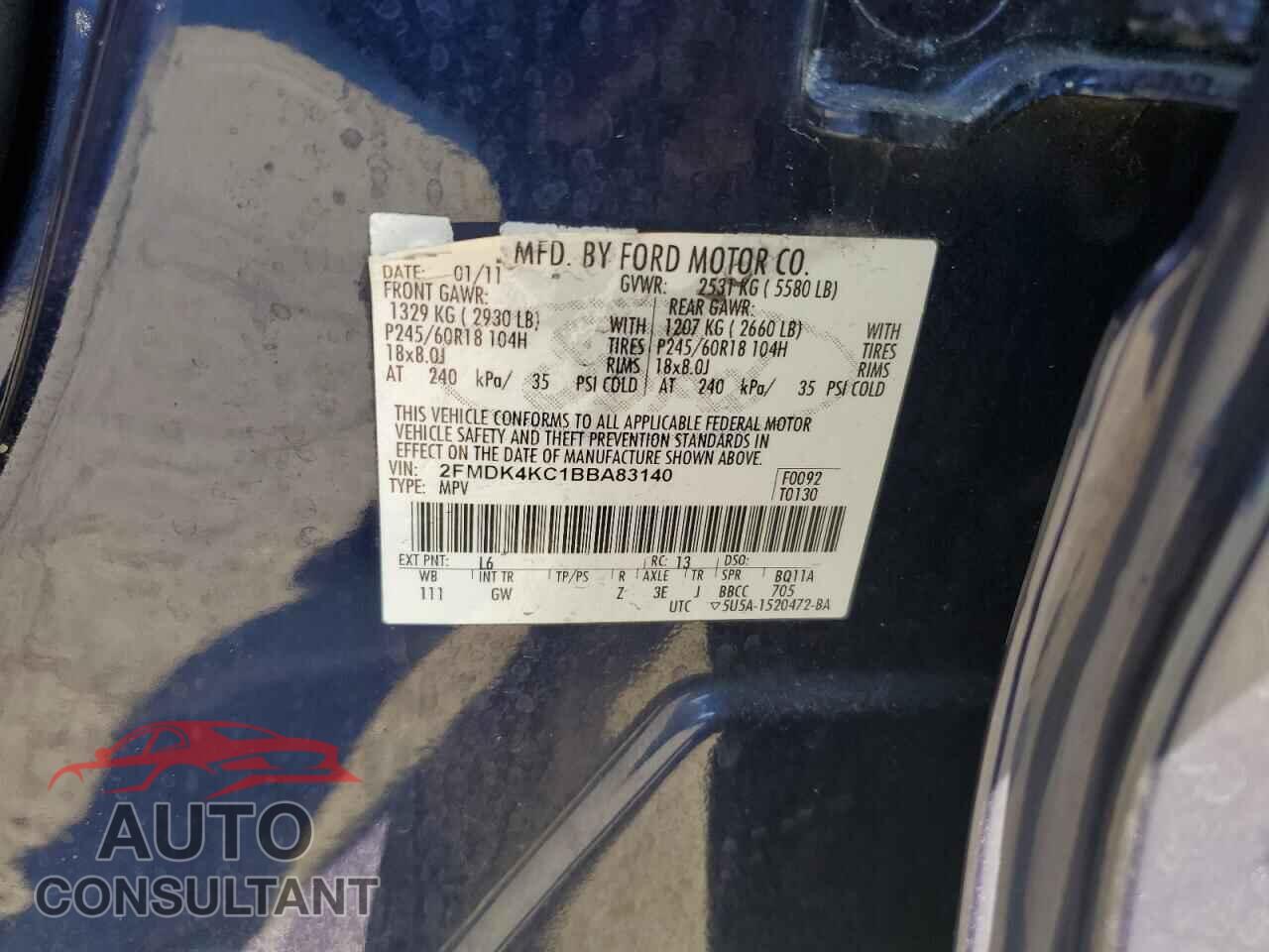 FORD EDGE 2011 - 2FMDK4KC1BBA83140