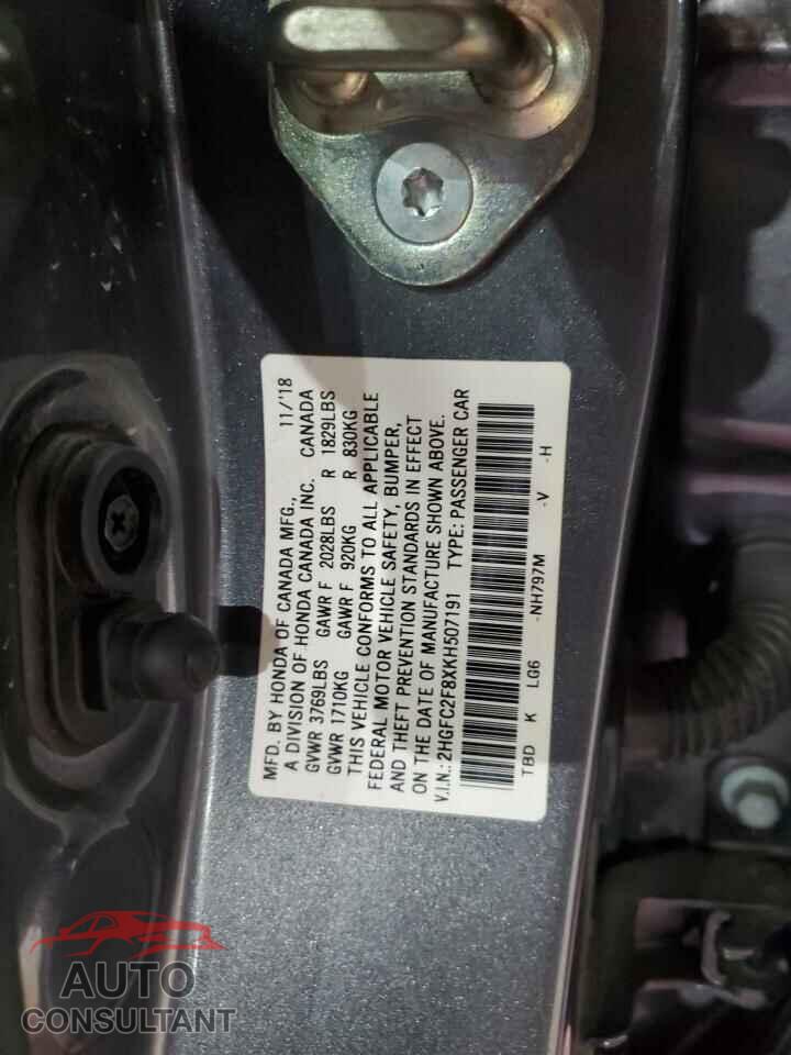 HONDA CIVIC 2019 - 2HGFC2F8XKH507191