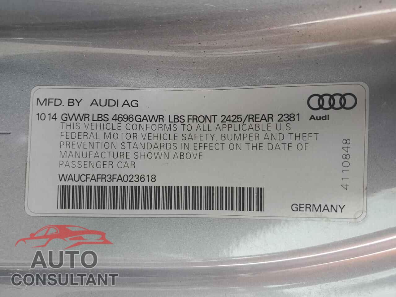 AUDI A5 2015 - WAUCFAFR3FA023618