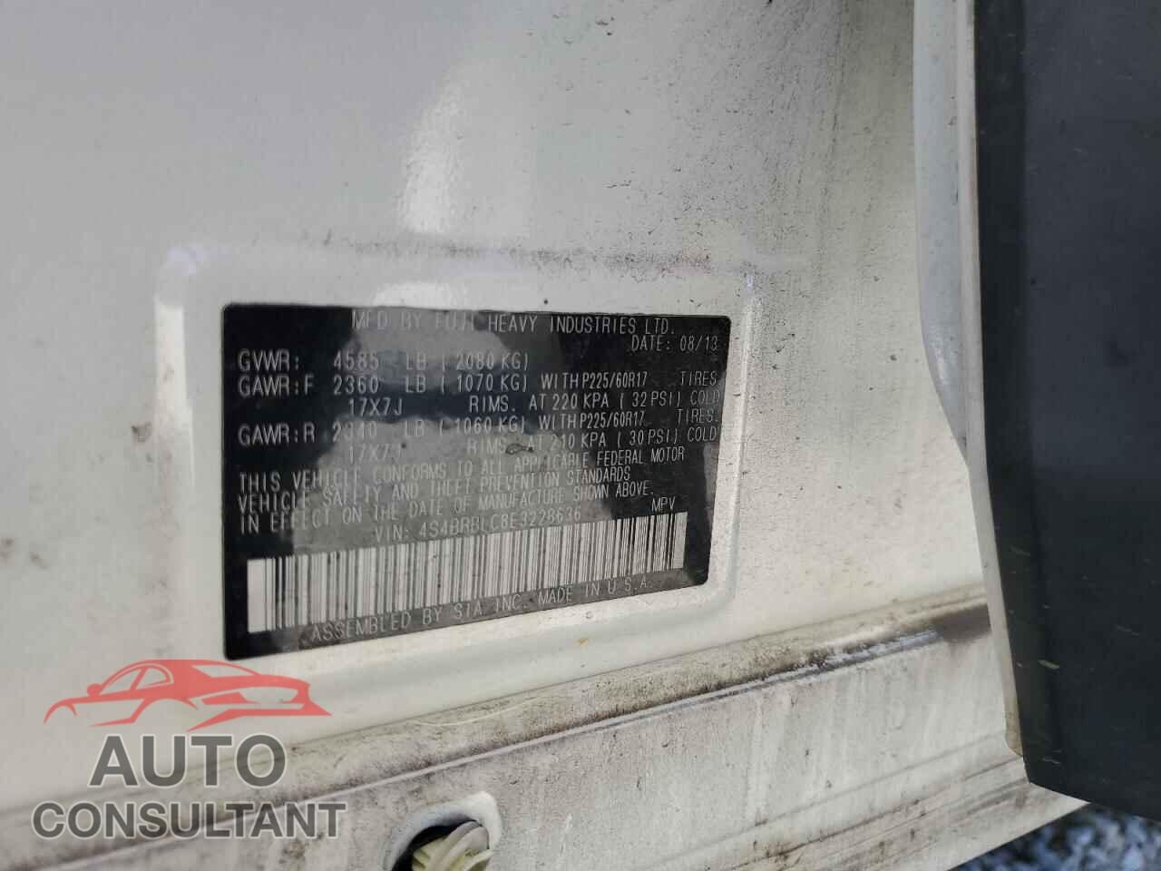 SUBARU OUTBACK 2014 - 4S4BRBLC8E3228636