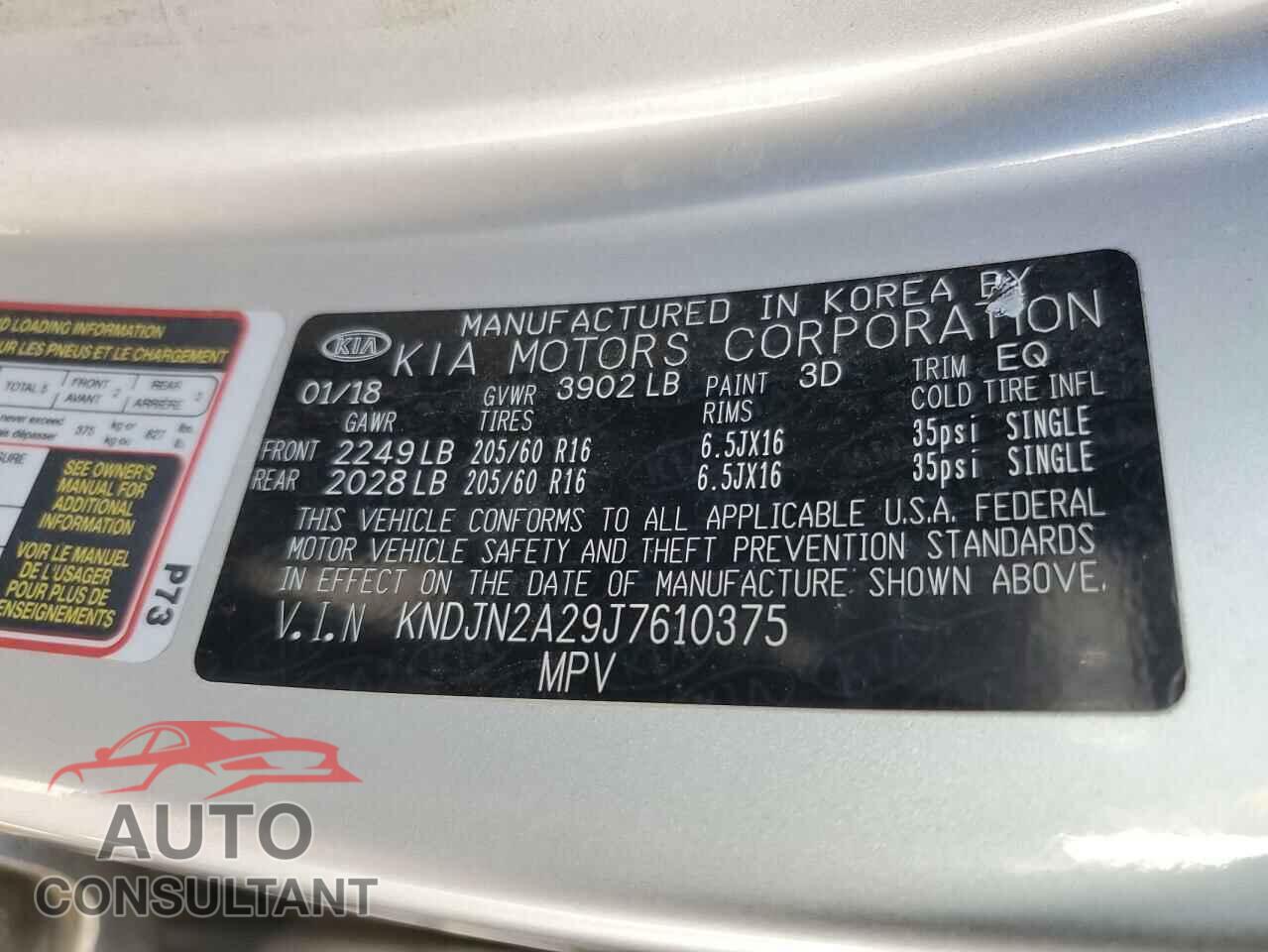 KIA SOUL 2018 - KNDJN2A29J7610375