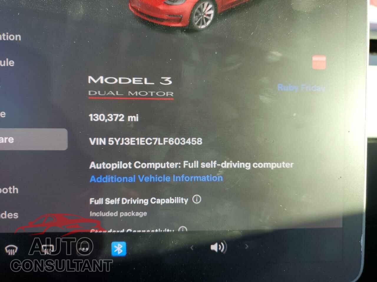 TESLA MODEL 3 2020 - 5YJ3E1EC7LF603458