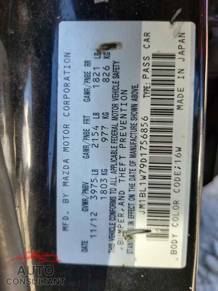 MAZDA 3 2013 - JM1BL1W79D1756856