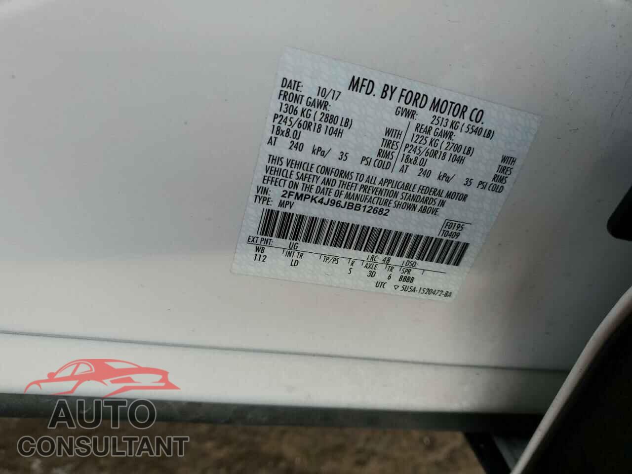 FORD EDGE 2018 - 2FMPK4J96JBB12682