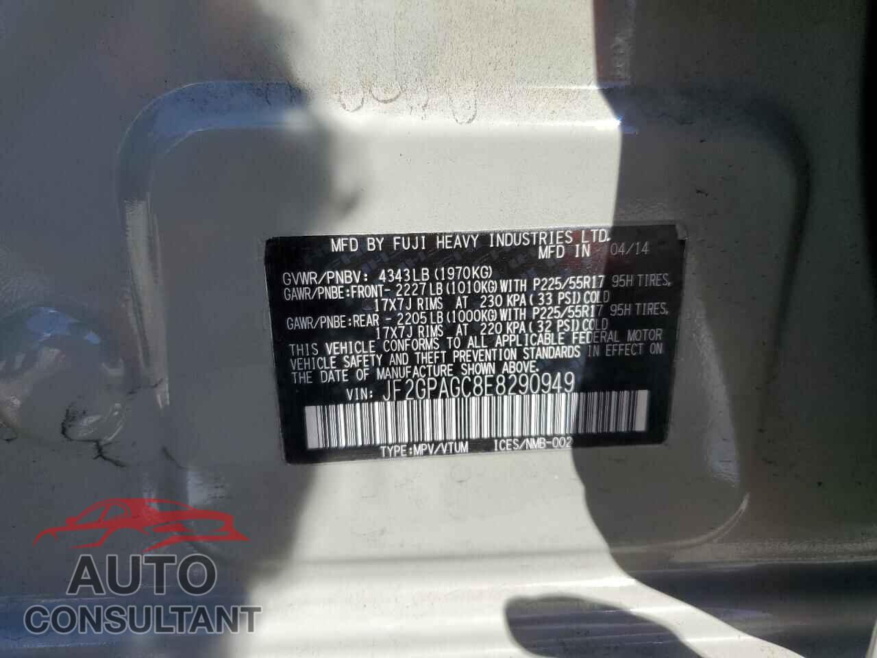 SUBARU XV 2014 - JF2GPAGC8E8290949