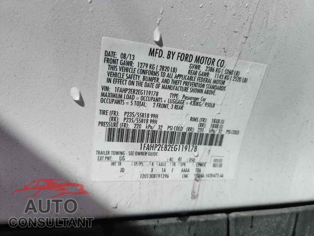 FORD TAURUS 2014 - 1FAHP2E82EG119178