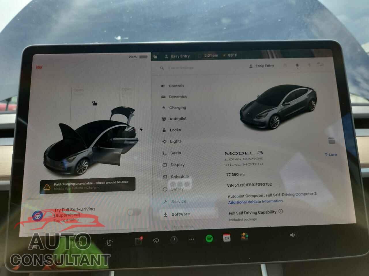 TESLA MODEL 3 2018 - 5YJ3E1EB9JF090752