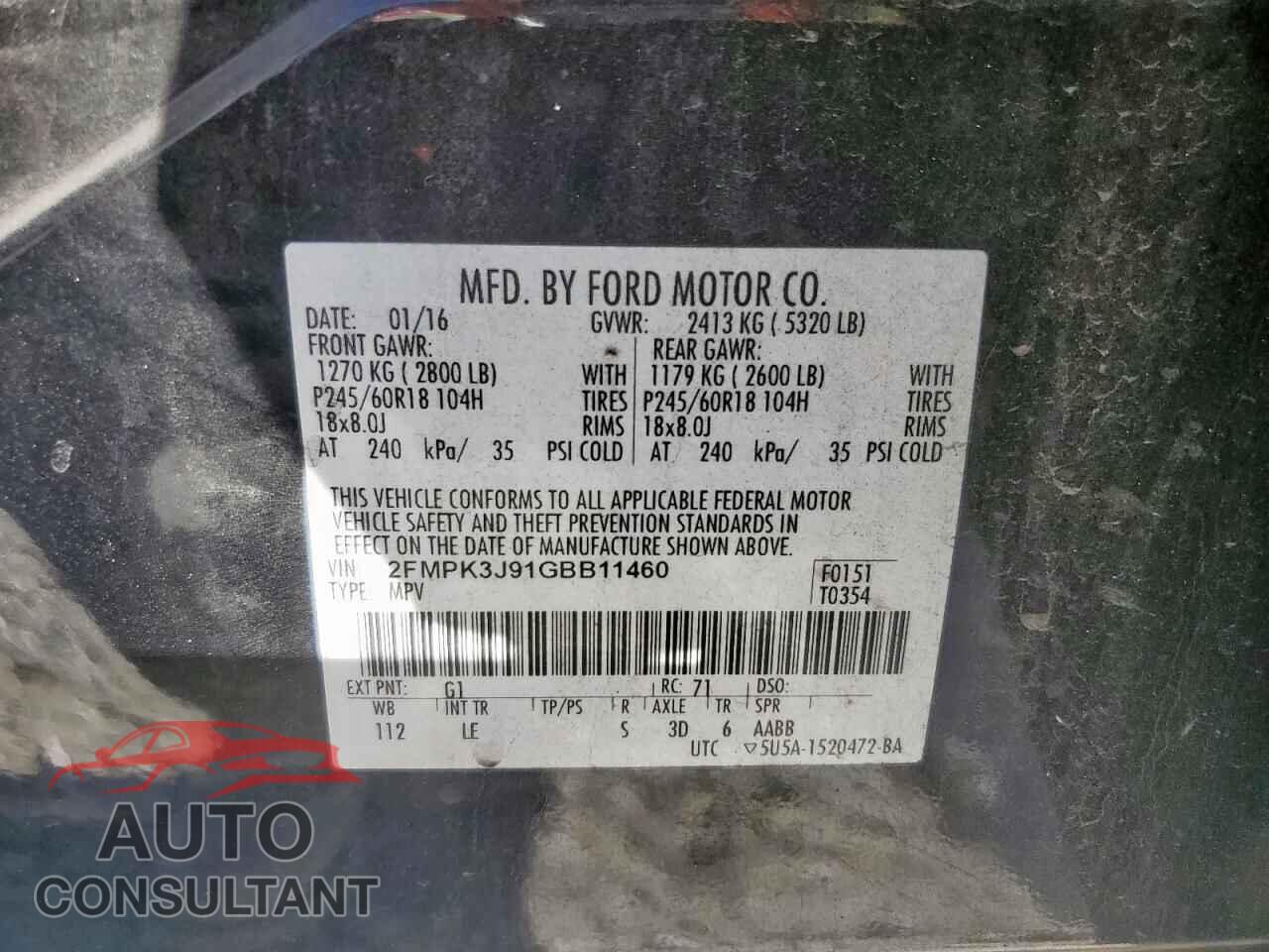 FORD EDGE 2016 - 2FMPK3J91GBB11460