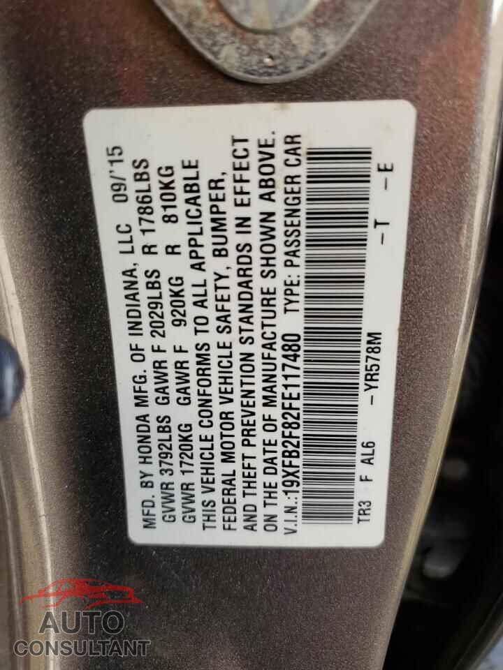 HONDA CIVIC 2015 - 19XFB2F82FE117480