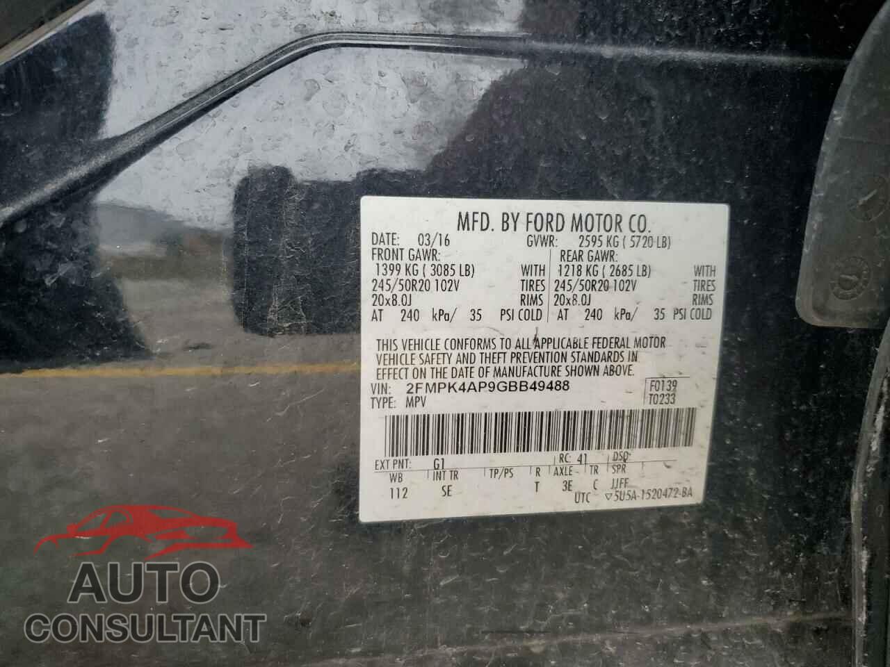 FORD EDGE 2016 - 2FMPK4AP9GBB49488